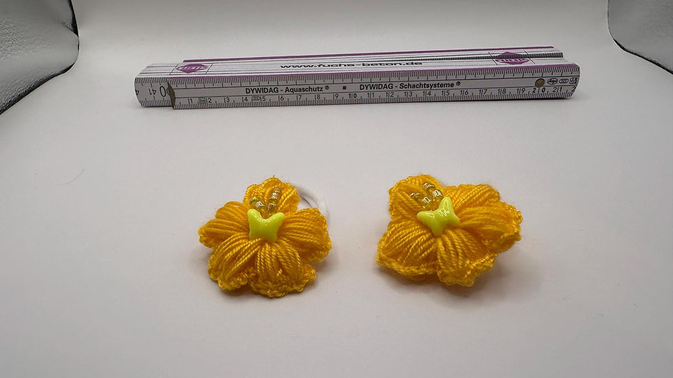 Miniaturbild: Haargummi set ,gehäkelte Haarblumen Gelb mit Schmetterling, Haargummi Set, Ge...