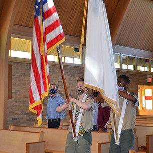 Scout Troup 185 on Scout Sunday at Grace Church in Park Forest, IL.