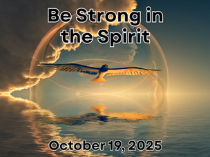 An eagle flying over water, coming out of a cloud