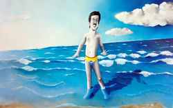 IL BAGNO AL MARE cm 180x110 olio su tela