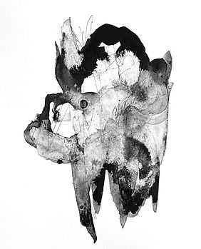 ​Circular abstract ink and natural pigment texture on watercolor paper, capturing organic growth and impermanence from the Form in Transition series.