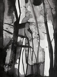 Abstract landscape by Andrea Emde, with rich textures and a blend of color and monochrome evoking depth and emotion.