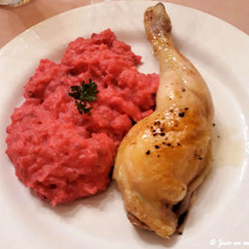Purée de pomme de terre à la betterave
