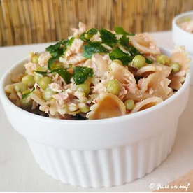 Pâtes au thon, crème et petits pois