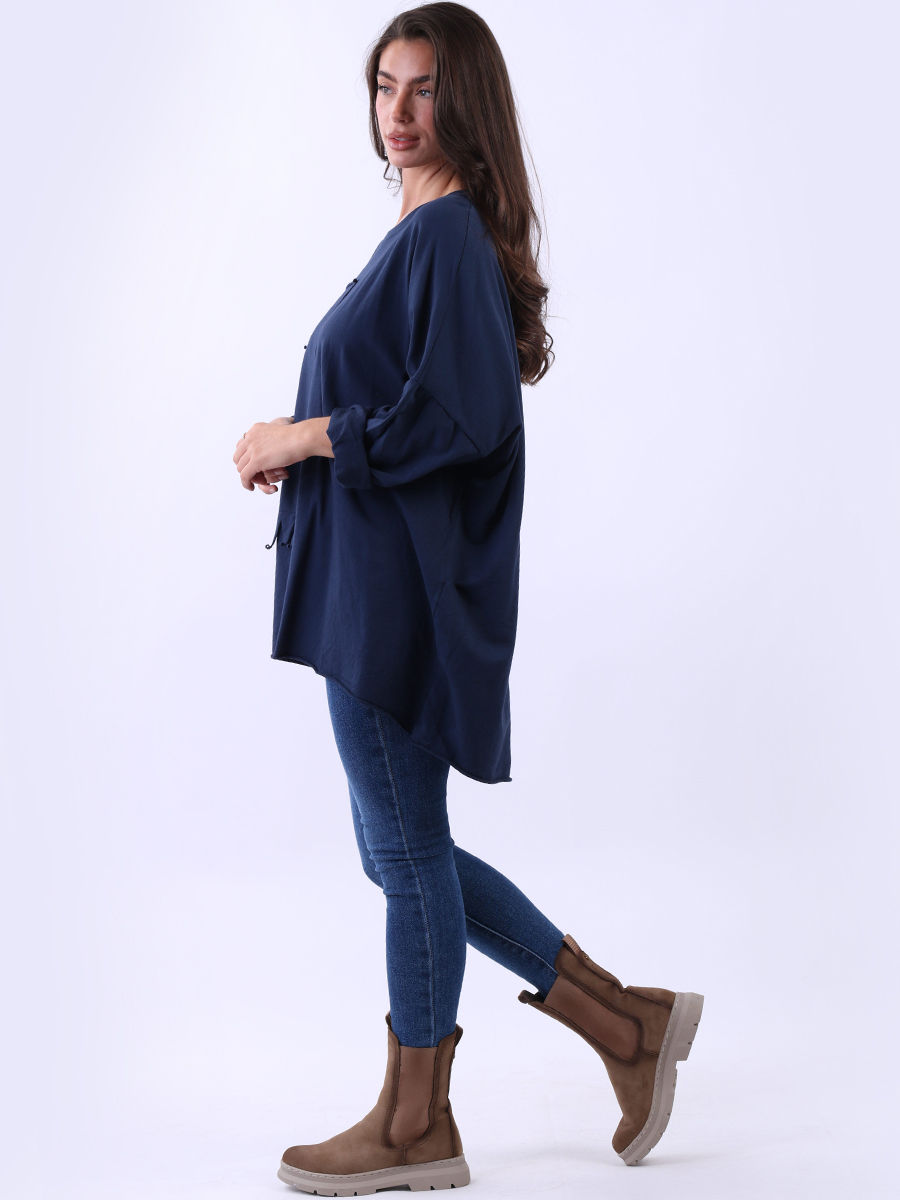Thumbnail: CODE 8953-N Sequin Cutout Batwing Solid Cotton Top RETAIL $149.95