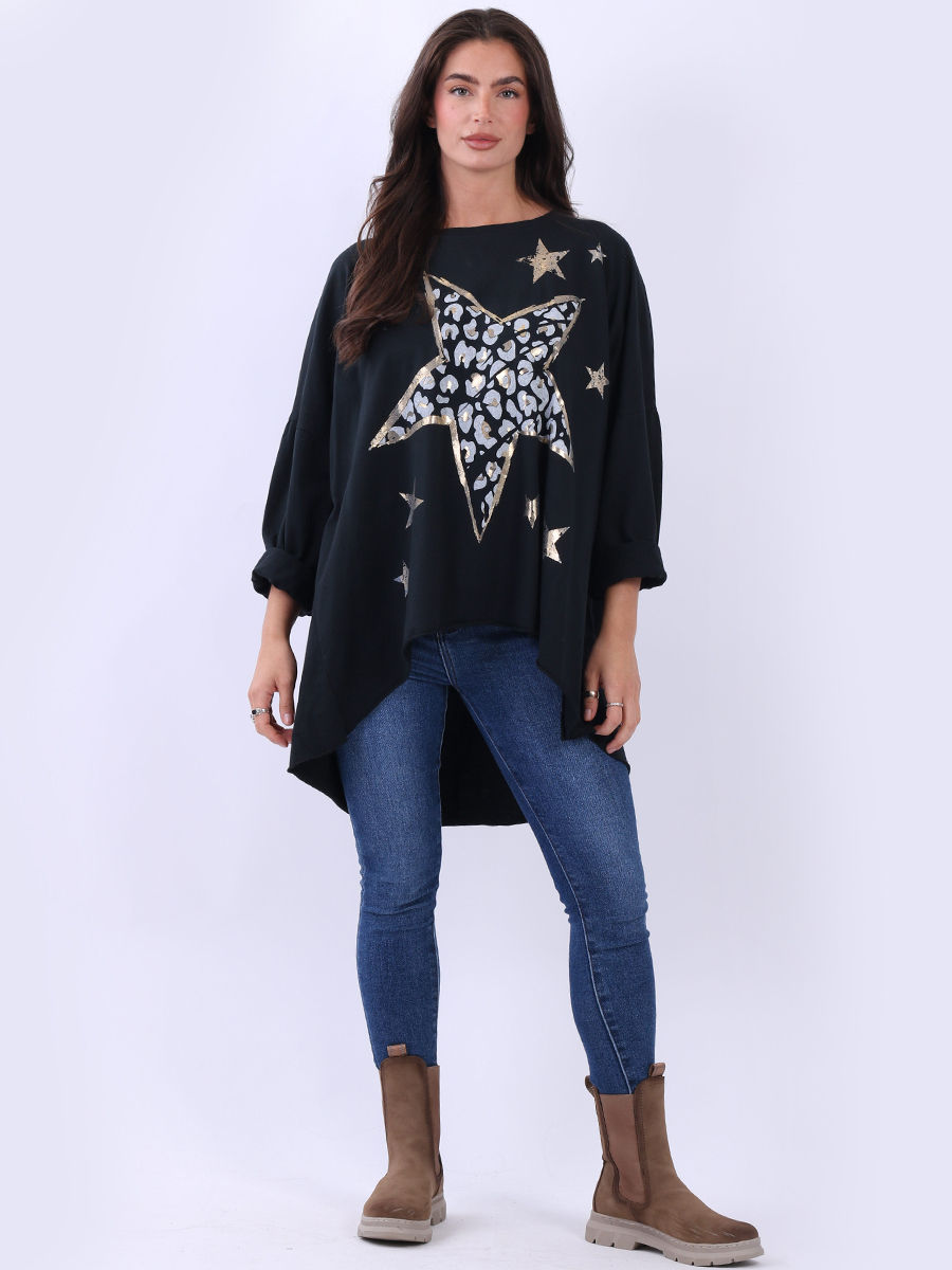 Thumbnail: CODE SWT1 Italian Leopard Star  Cotton Sweatshirt RETAIL $139.95 Size 14-18
