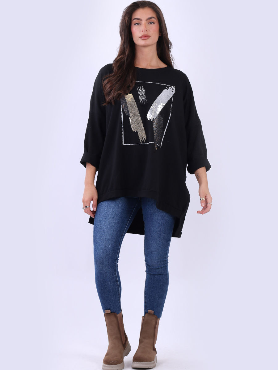 Thumbnail: CODE VOL1 Sequin Leopard Patches Cotton Baggy Top RETAIL $149.95