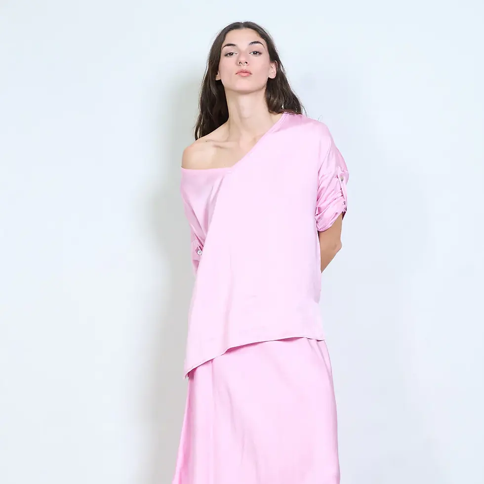 Thumbnail: CODE SKLST1 Italian Silk/Viscose Tad Sleeve  V neck Top