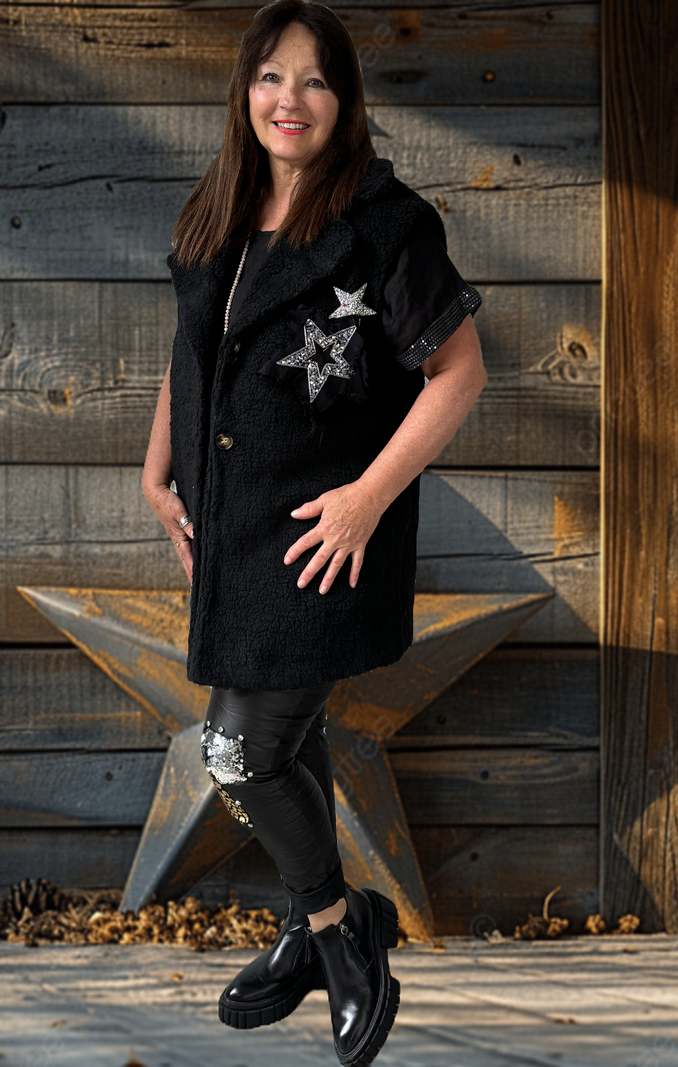 Thumbnail: CODE  WOLLY1  Trendy Sleeveless Woolen Teddy Gilet