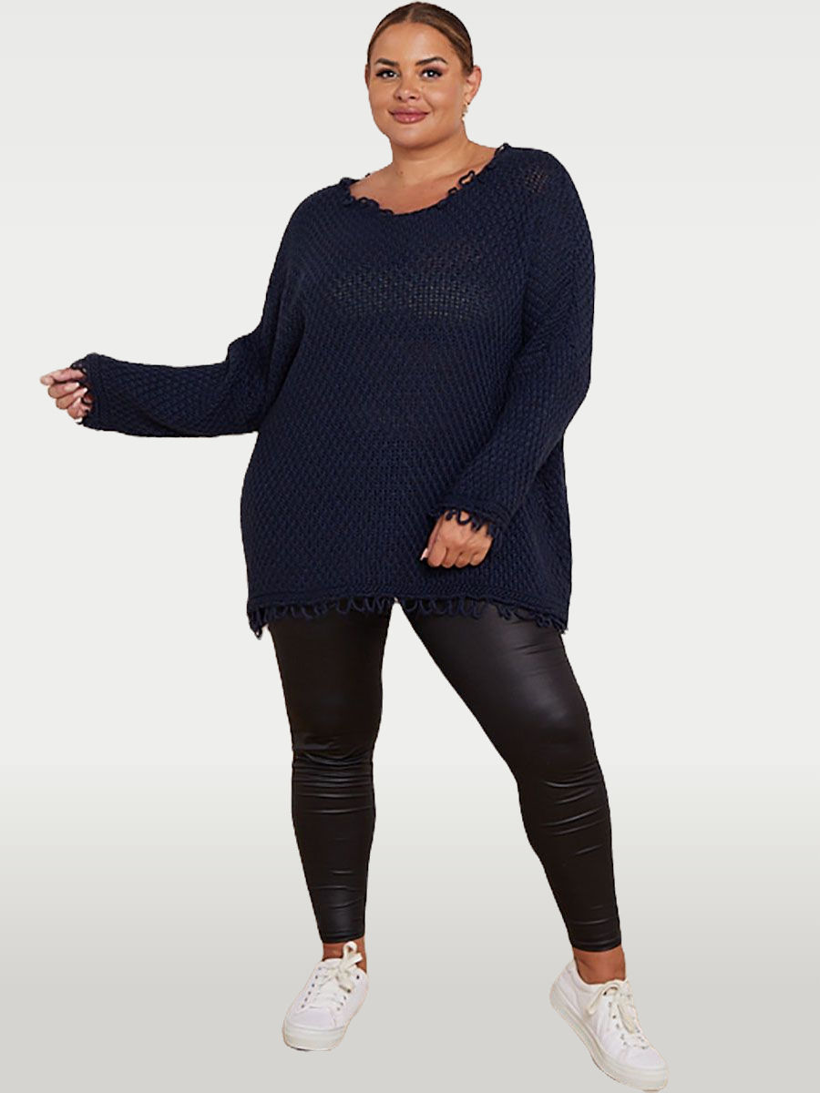 CODE R23 Italian Crochet Drop Shoulders Knitted Baggy Jumper RETAIL $139.95