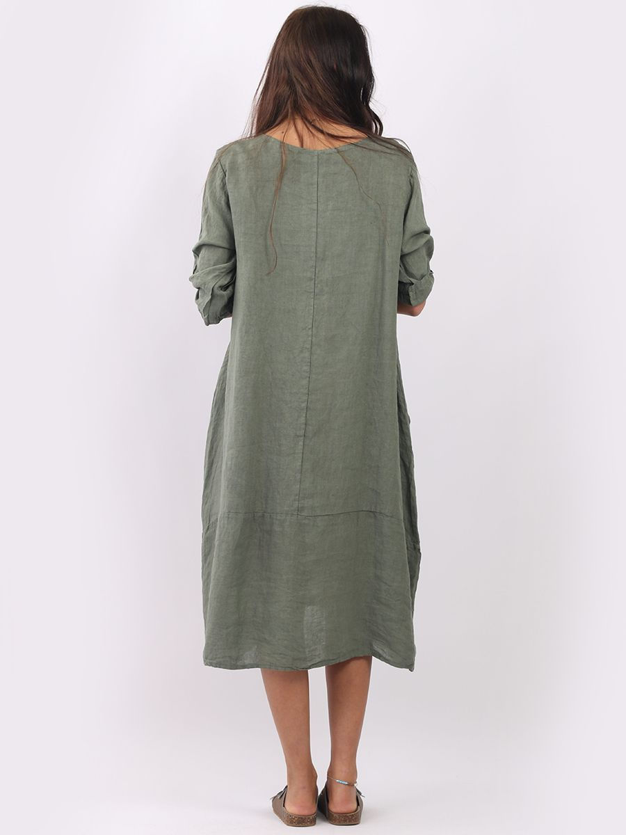 Thumbnail: CODE DEC18 Italian String Pockets Linen Lagenlook Oversized Slouchy Dress