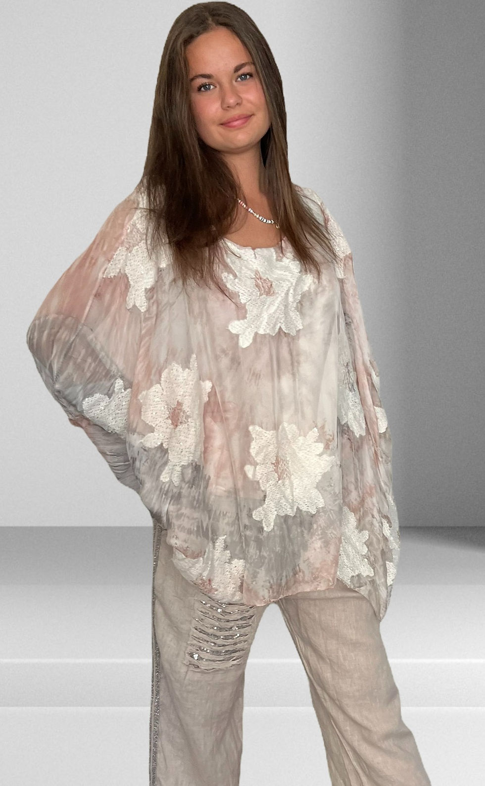 Thumbnail: CODE XTR6 Italian Silk/Mohair Floral Top