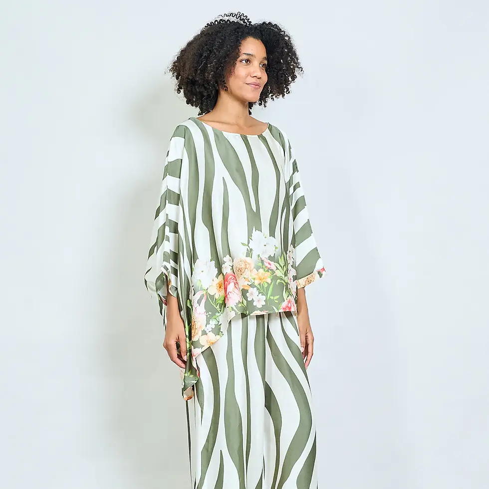 Thumbnail: CODE 995-4 Italian Silk/ Viscose  floral border Top