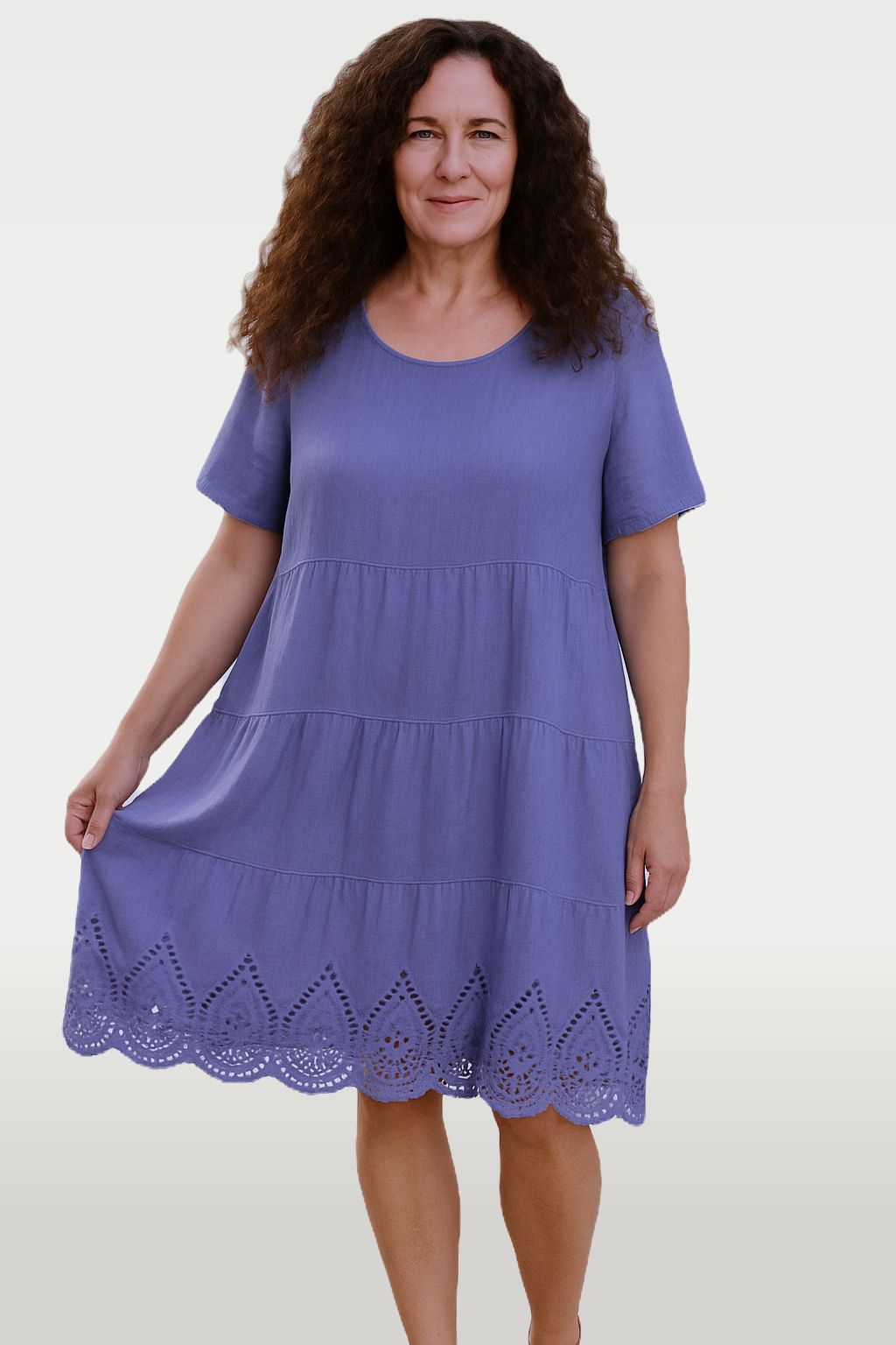 CODE MSTR1 Italian Cotton Lace Trim Hem Dress