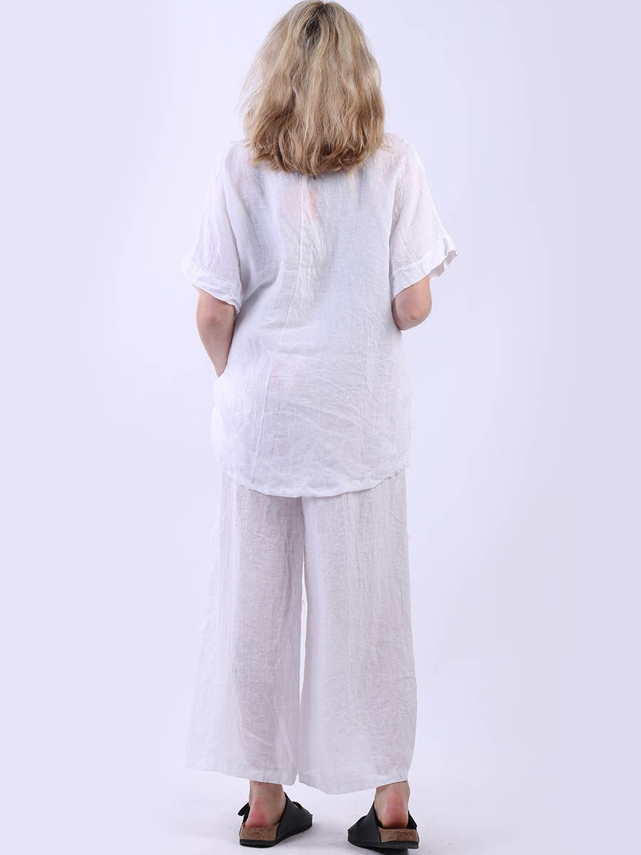 Thumbnail: CODE 9042 -Whi Italian Mesh Net Plain Linen Box Top