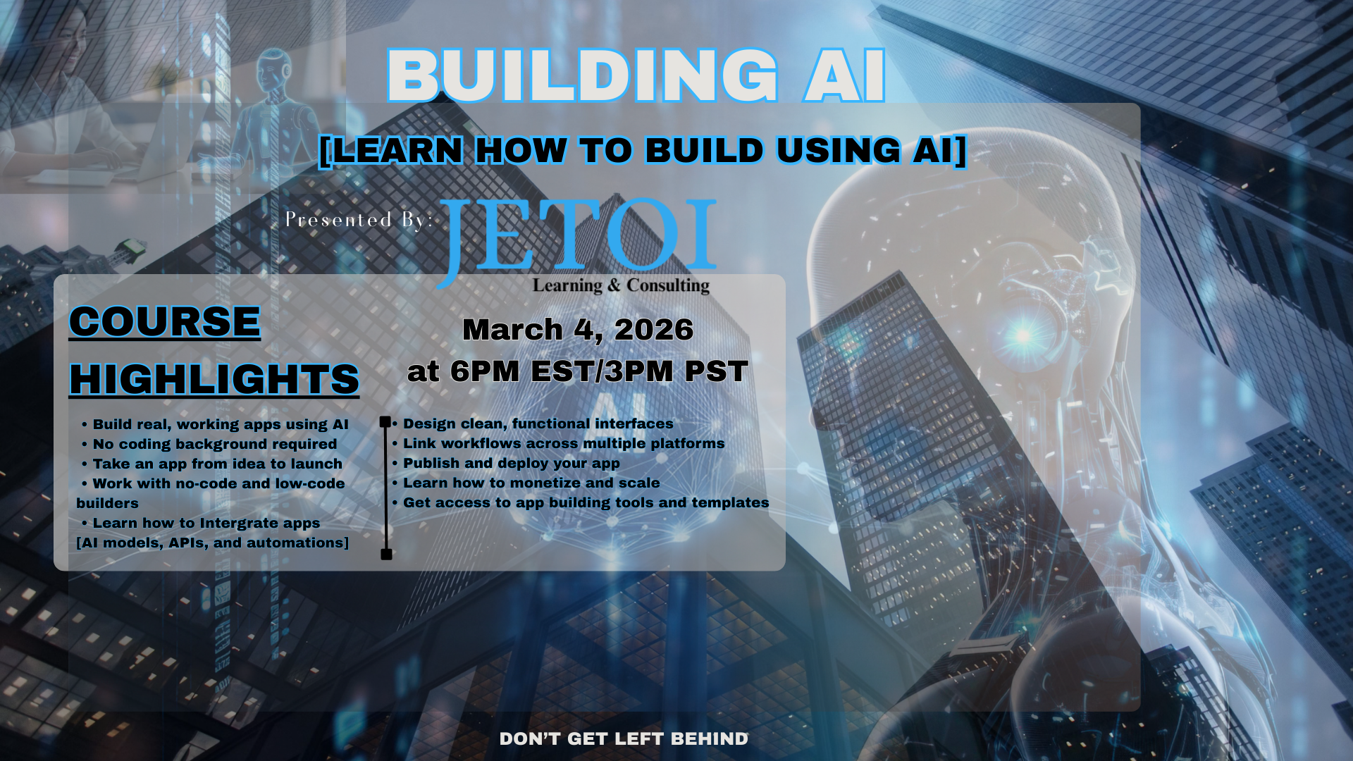 Jetoi LEARN HOW TO BUILD USING AI | Jetoi