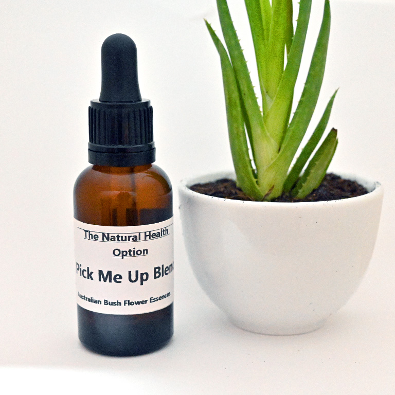 An amber dropper bottle of Australian Bush Flower Essence blend from The Natural Health Option