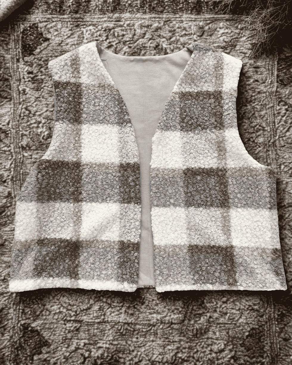 Miniature : Gilet sans manches femme carreau gris