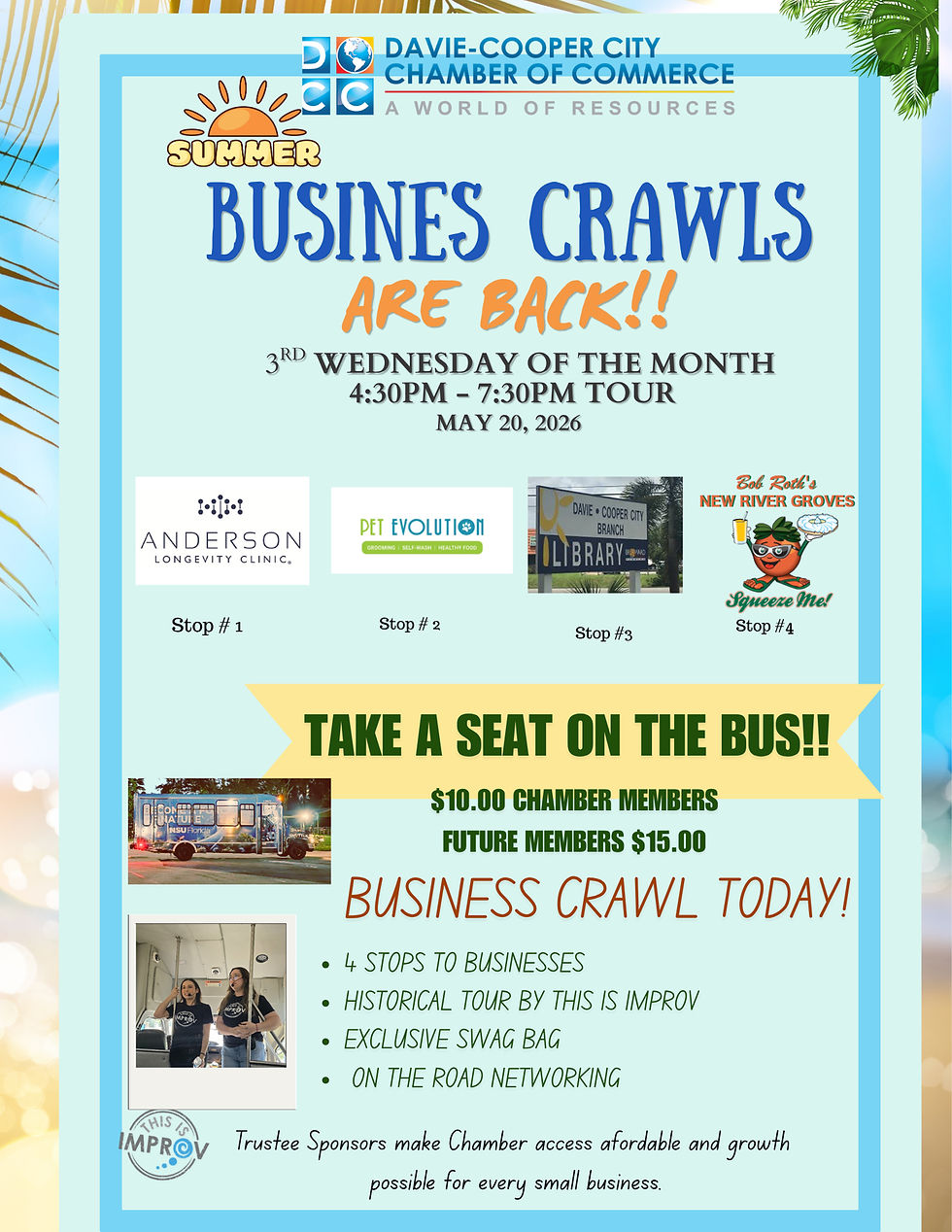 Summer Tours!  Reserve a Seat on our Business Crawl Tours!