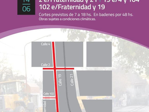 Cortes de calles para hoy, lunes 10 de junio, por la obra de repavimentacíon en General Pico