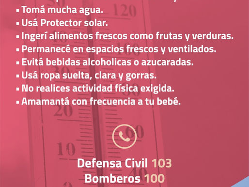 Brindan recomendaciones para evitar golpes de calor ante las altas temperaturas