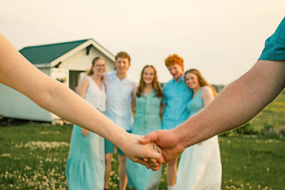 Family standing outside at Wild Blooms U Pick in Wabash, Indiana
