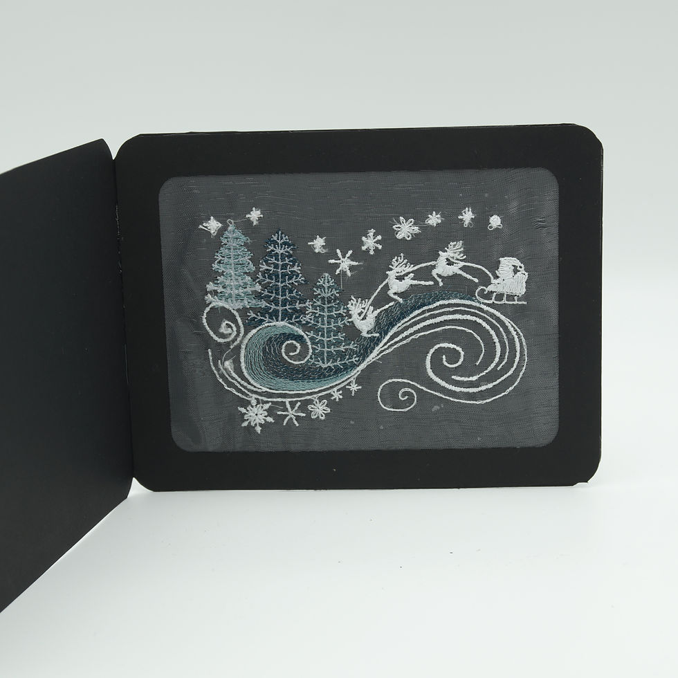 Miniature : carte de voeux brodée paysage d'hiver