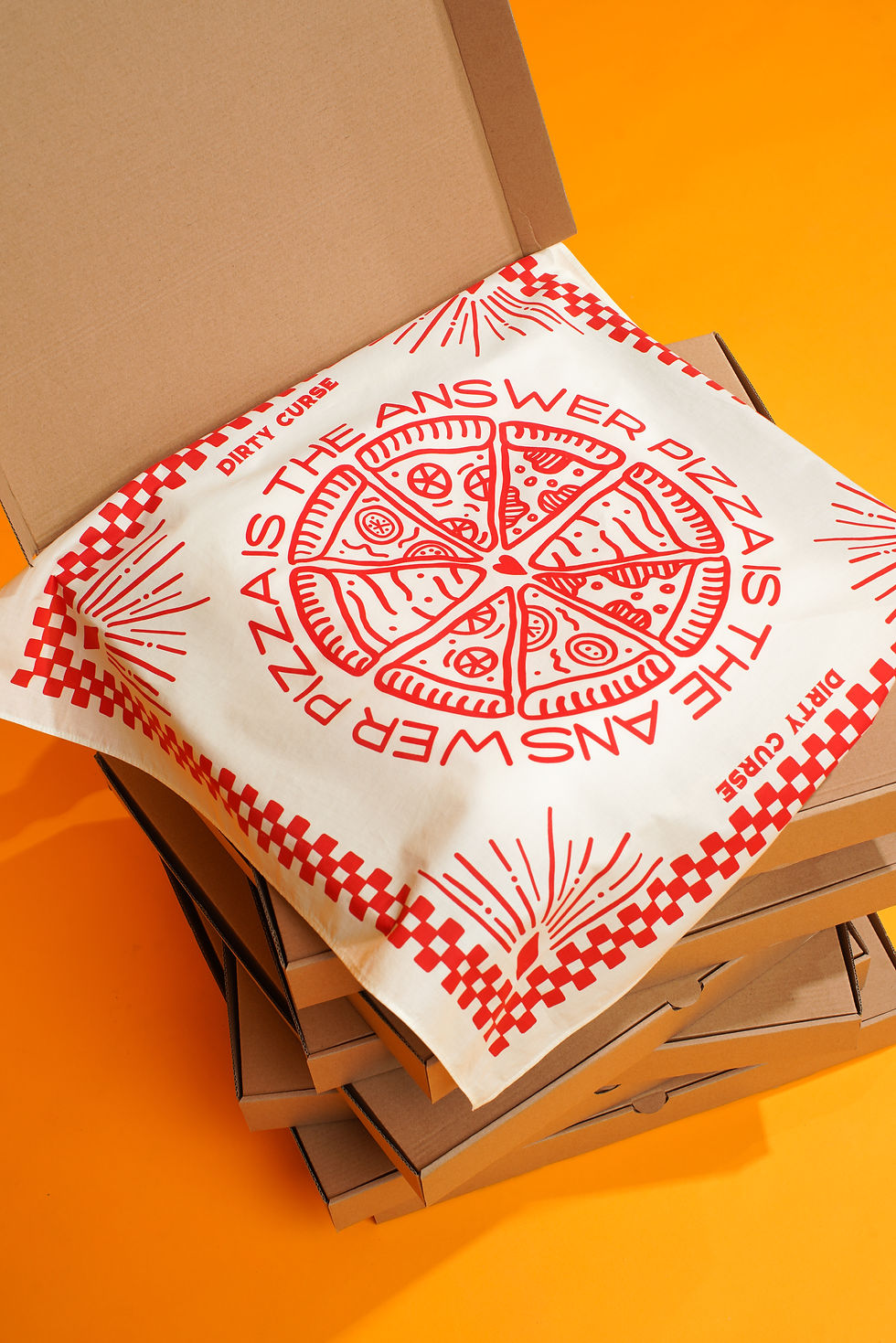 Thumbnail: "PIZZA IS THE ANSWER" BANDANA