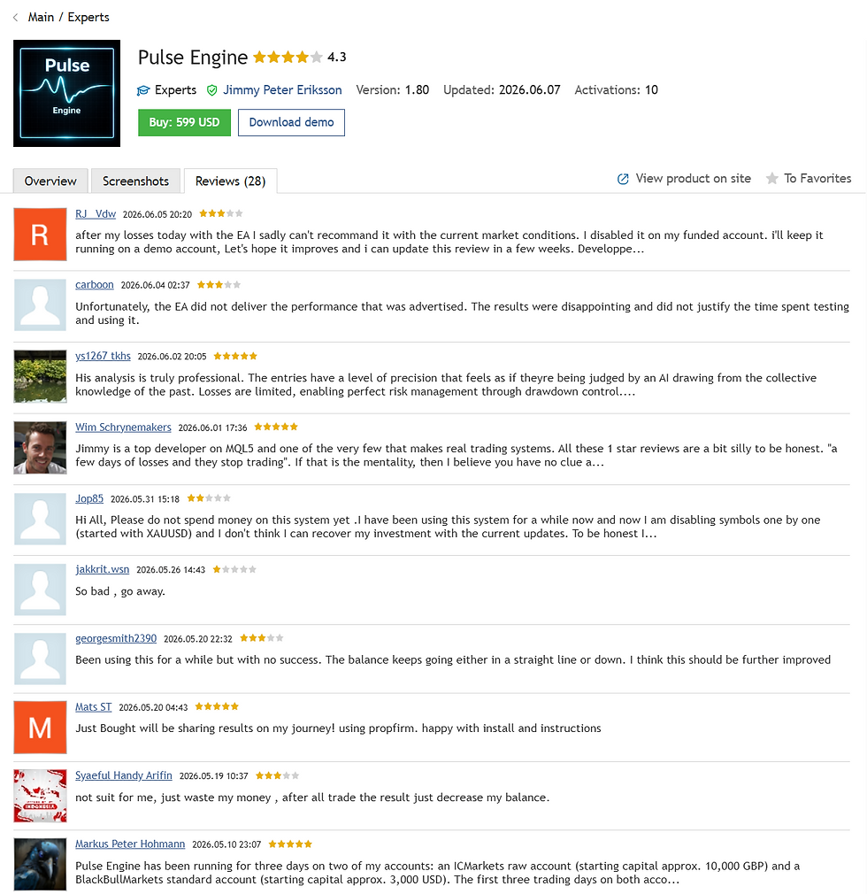 Thumbnail: Pulse Engine MT5 Expert Advisor using proprietary pattern recognition technology for automated trading