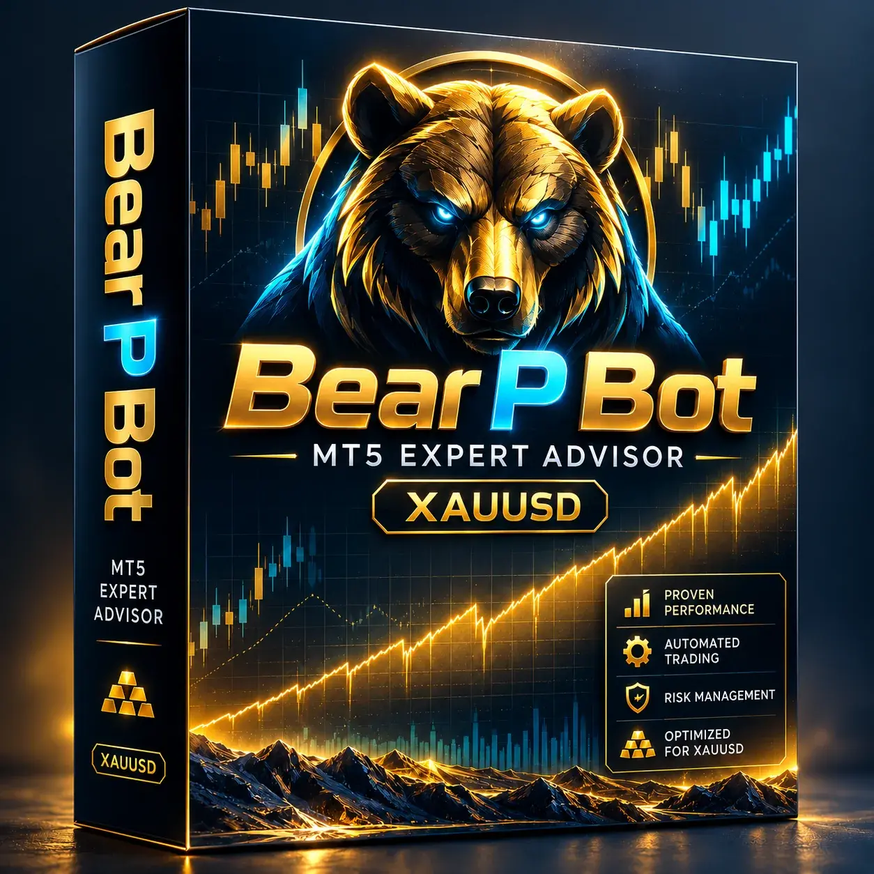 Bear P Bot MT5 EA product boxshot cover for XAUUSD trading bot built with BYO-Bot