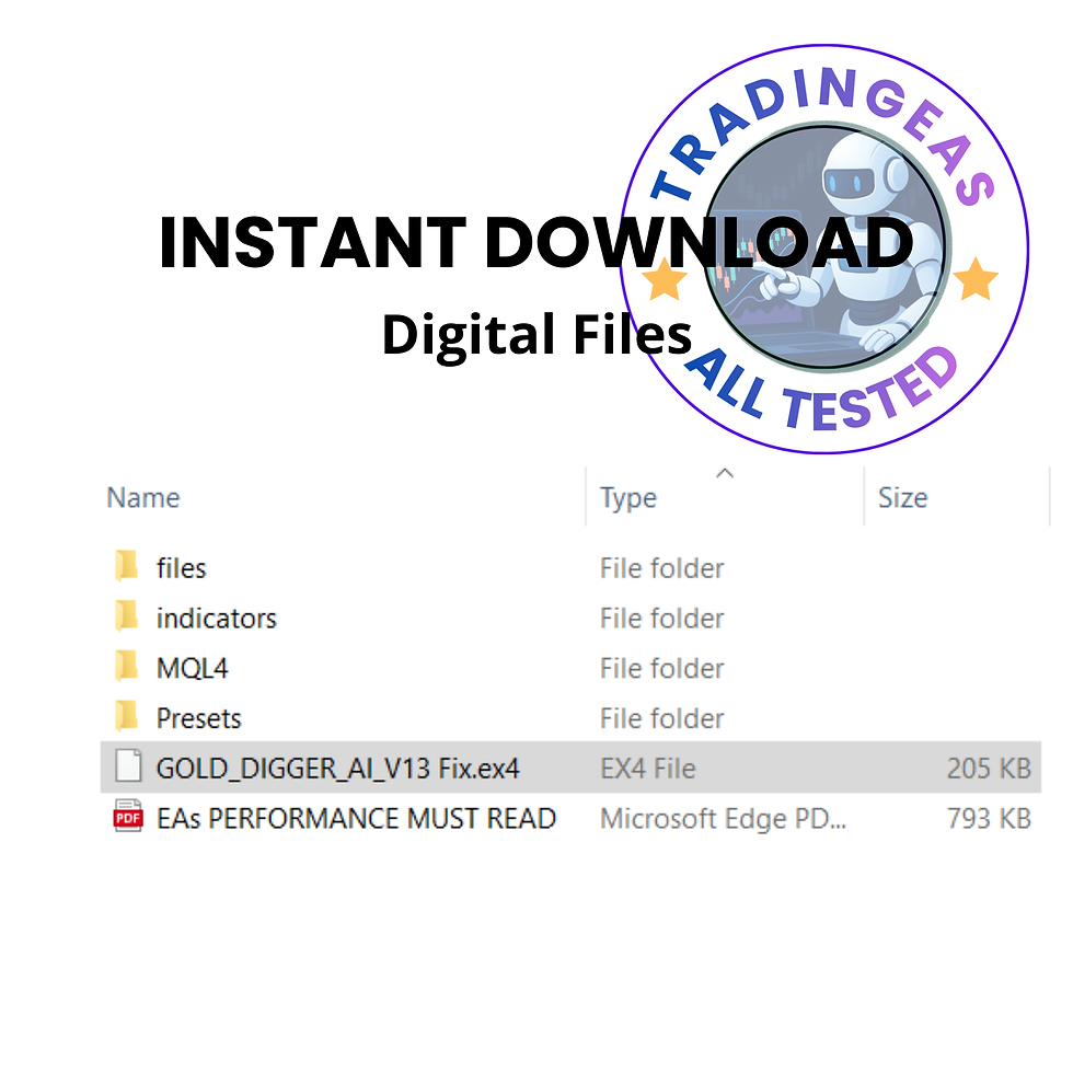 Thumbnail: GOLD DIGGER AI MT4 installation package including Expert Advisor files and setup presets