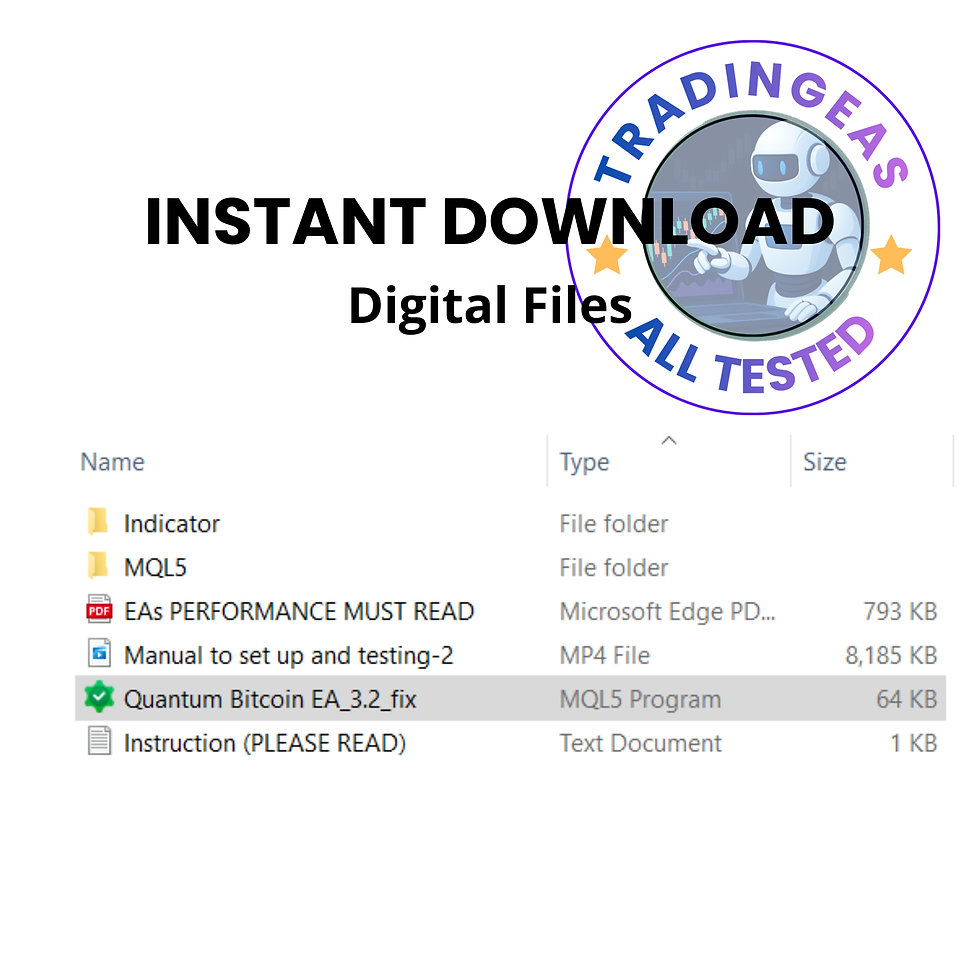Thumbnail: Quantum Bitcoin EA MT5 instant download package contents and installation files