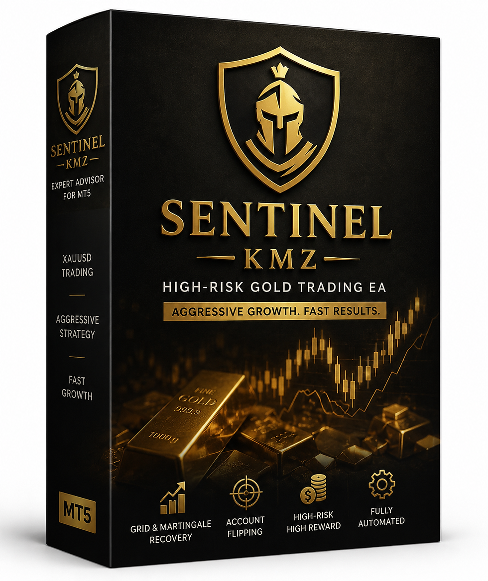 Sentinel KMZ MT5 high risk Gold XAUUSD account flipping Expert Advisor