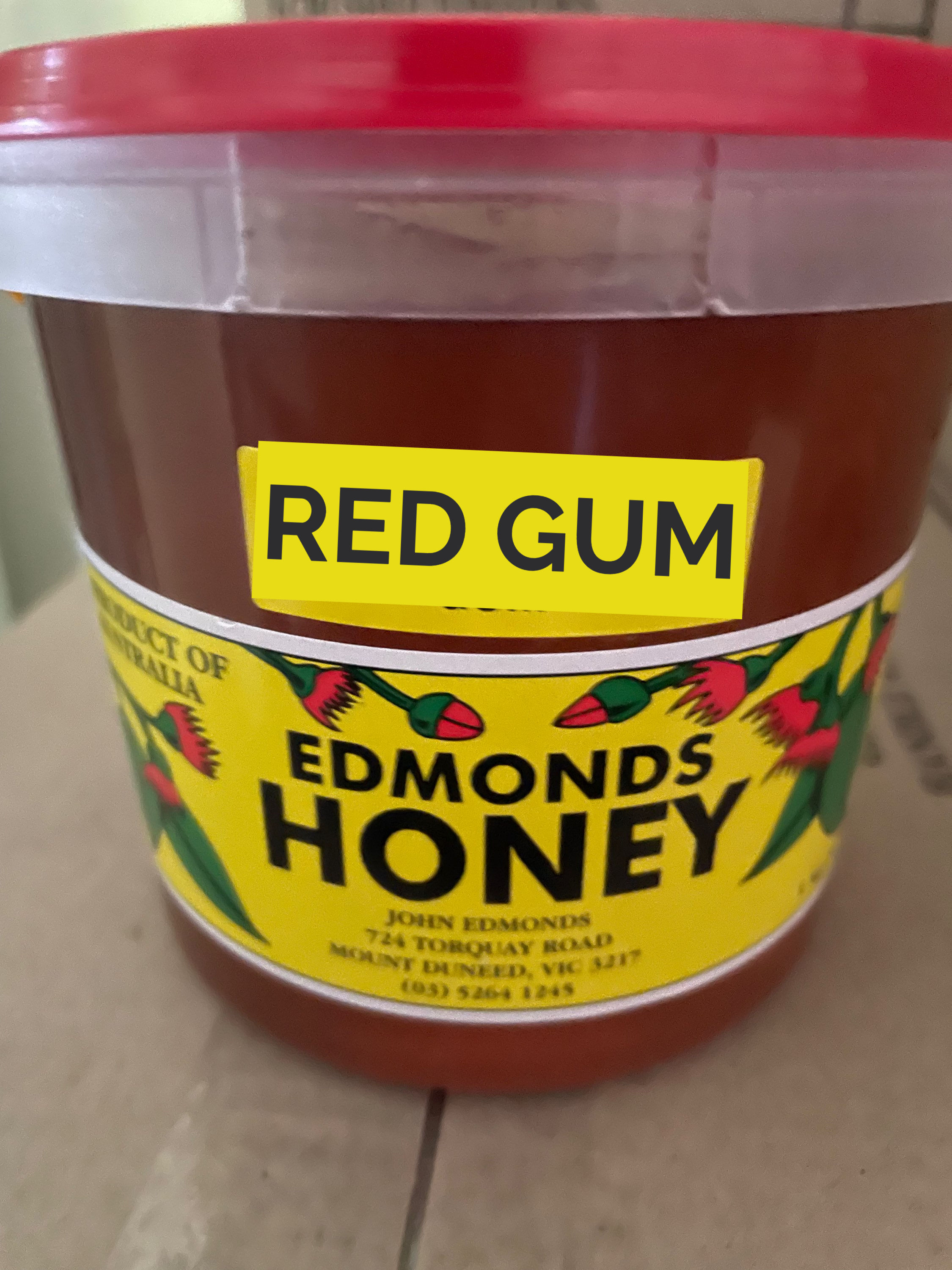 1kg Red Gum Honey Tub
