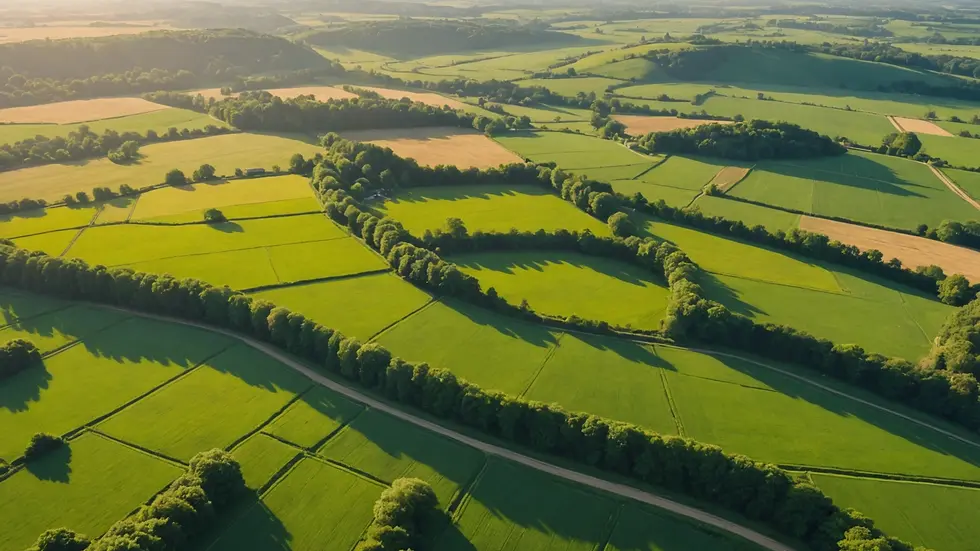 High angle view of a serene countryside landscape