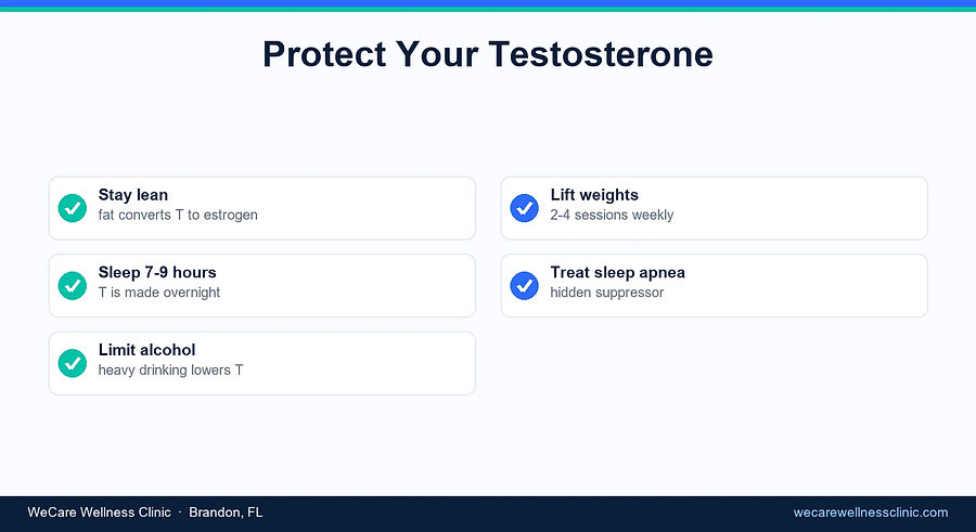 infographic checklist of habits that protect testosterone levels with age
