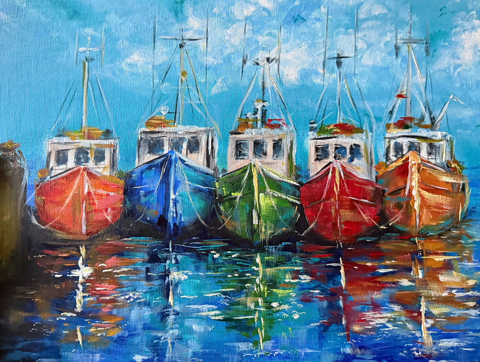 Fishing Boats - Paint and Pudding at the Dun Cow, Bardwell