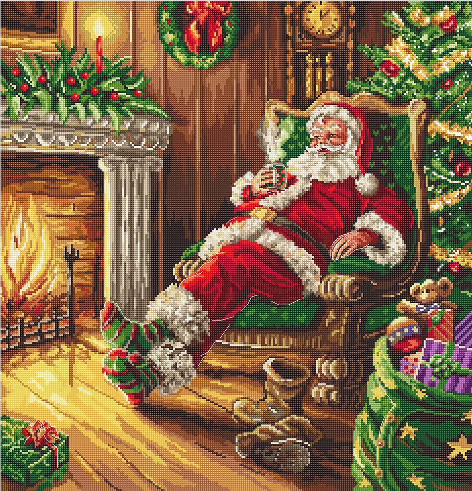 Santa Rests By The Chimney