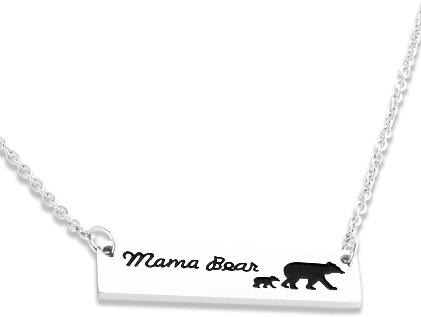 Stainless Steel Mama Bear Necklace