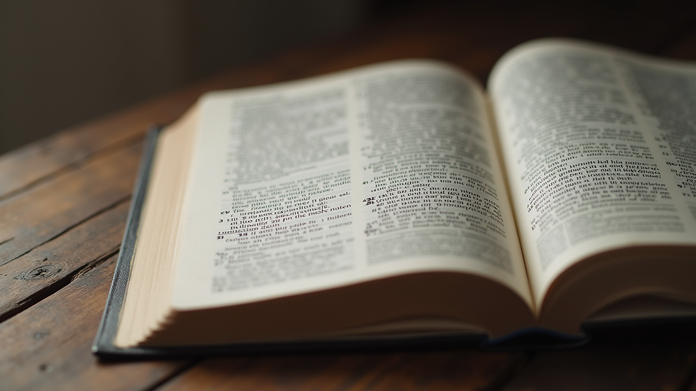 Close-up view of an open Bible with a highlighted passage