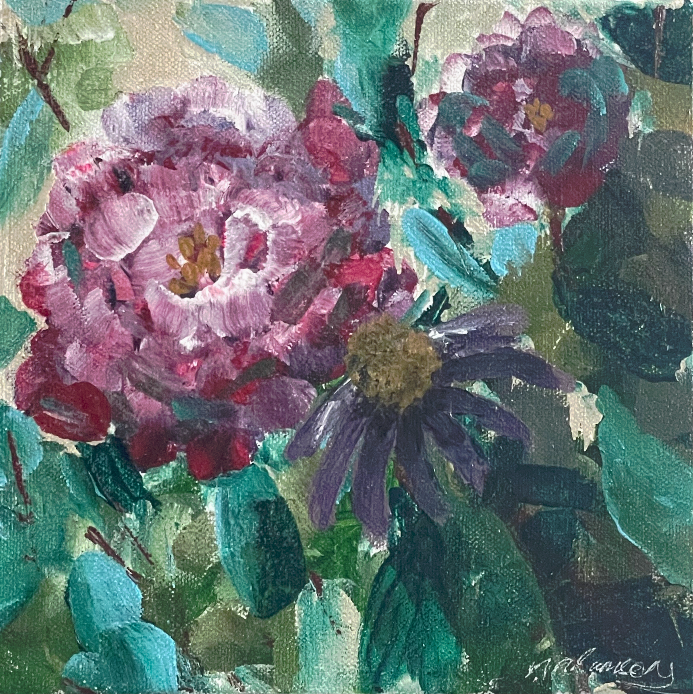 Blooms Under Blooms - acrylic painting, original | Madonna Adamson Art