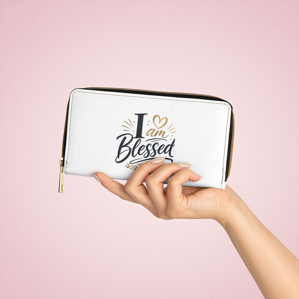 Thumbnail: I Am Blessed Zipper Wallet — Inspirational Scripture Quote Wallet
