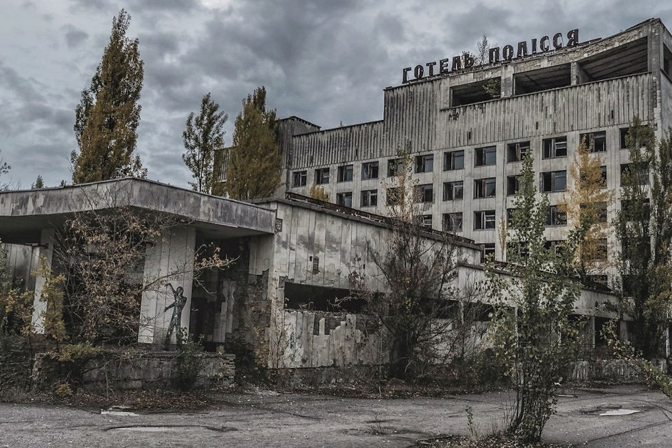 Verlassenes Hotel Polissya in Pripyat, Ukraine – berühmter Lost Place in der Sperrzone von Tschernobyl.