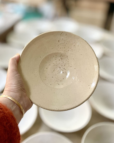 bespoke stoneware handmade wide rim plates for chef