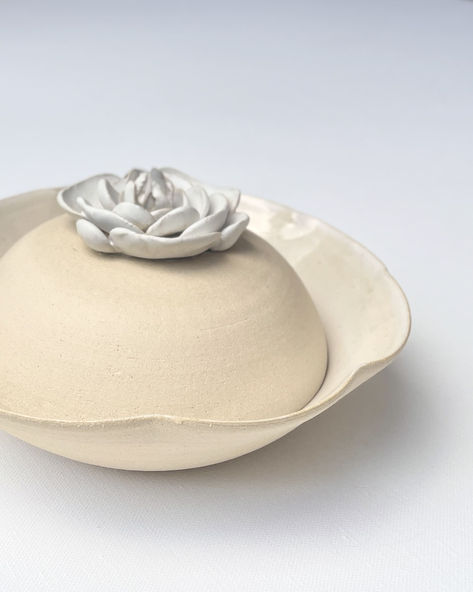 Handmade ceramic plate with cloche lids for restaurant collaboration