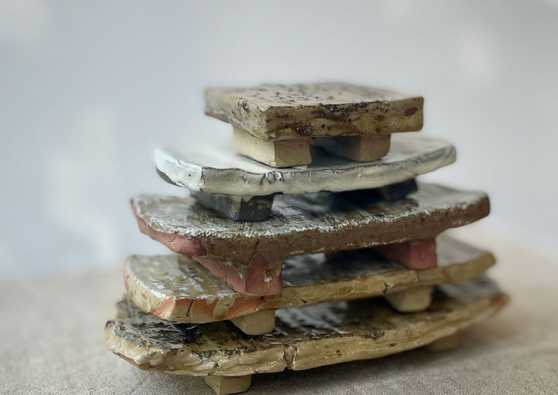 Ceramic handmade wabi sabi plinth plates