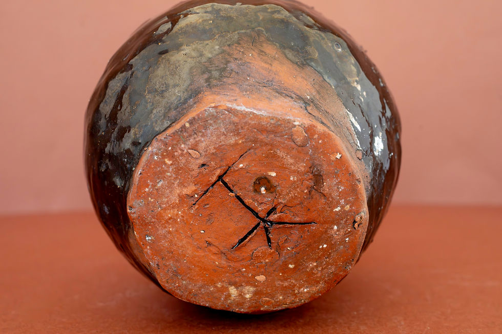 Thumbnail: Rustic Brutalist Studio Pottery Vessel – Textured Tenmoku Glaze