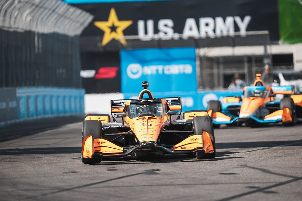 Pato O'Ward and Nolan Siegel at the 2026 Acura Grand Prix of Long Beach IndyCar race