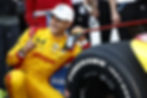 Álex Palou celebrating pole at the 2026 Indianapolis 500