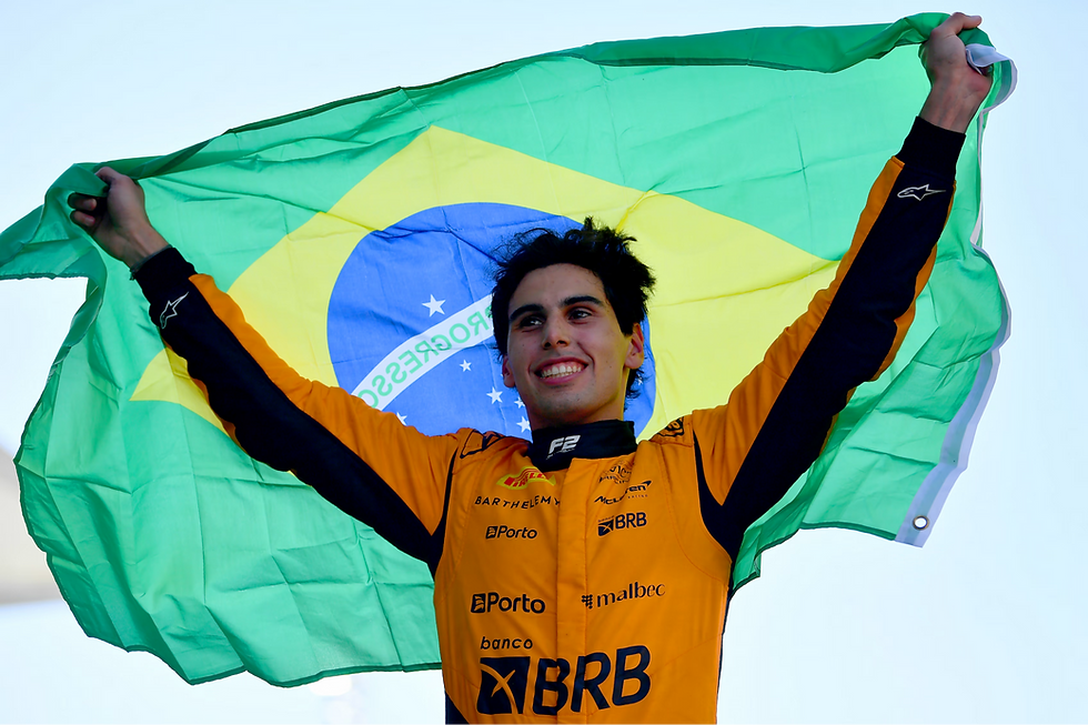 Gabriel Bortoleto with the Brazilian flag in 2024